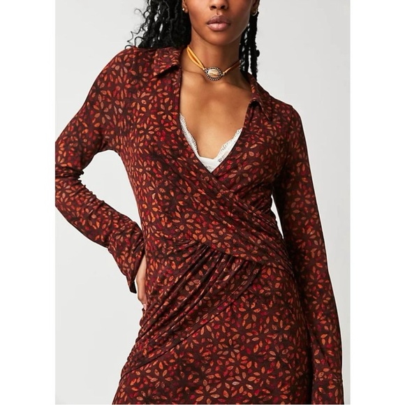 XL NWT Free People Shayla- Maxi wrap deep- v dress with thigh high slit.Size XL - Picture 5 of 12